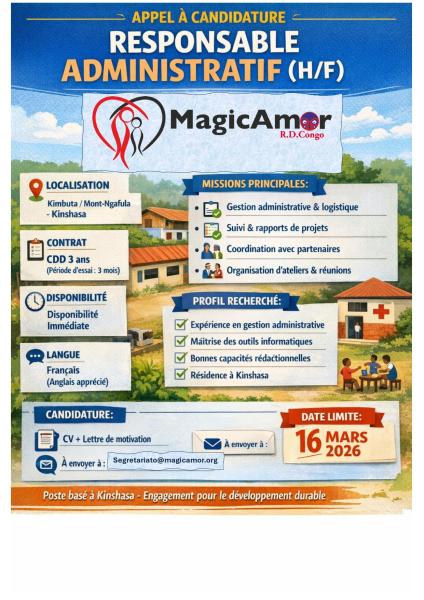 APPEL  CANDIDATURE RESPONSABLE ADMINISTRATIFVE